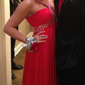 alycedesigns Alyce Red Bedazzled Prom Maxi Dress